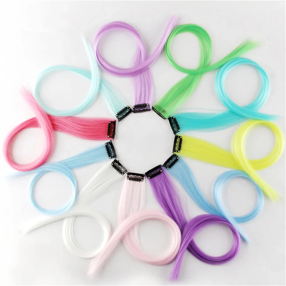 9pcs Luminous Neon Hair Clip-In Extensions for Party Festivals Christmas Glow in the Dark Synthetic Hair Accessories for Women