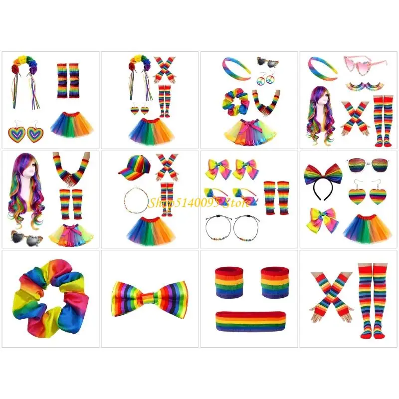 

DXAE Rainbow Rave Outfits Rainbow Costume Accessories Dressing Up Cosplay Costumes
