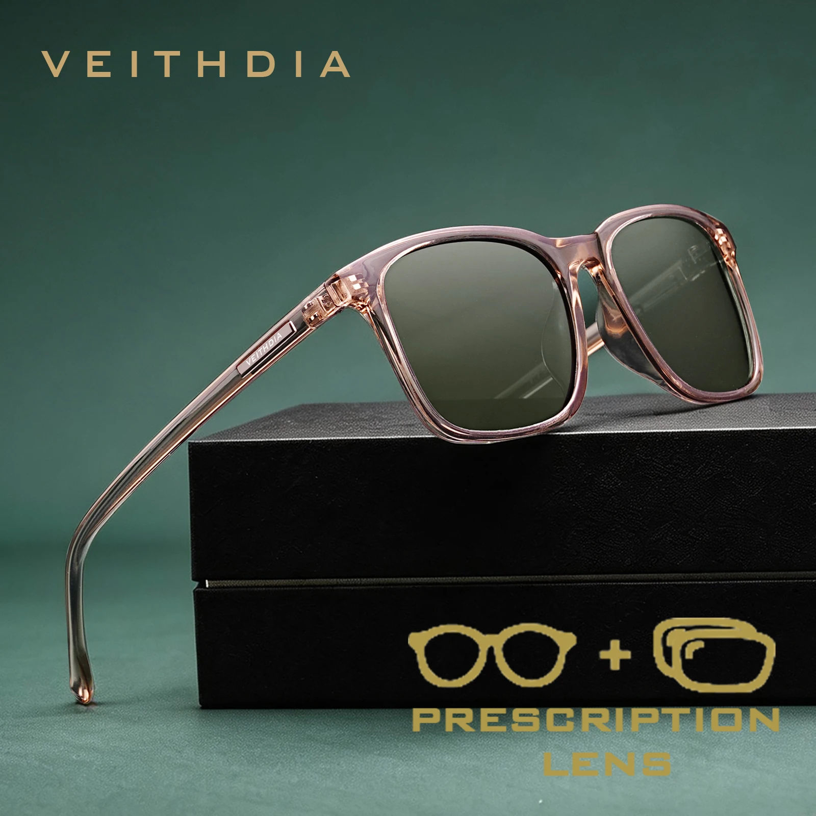 

VEITHDIA Новые настраиваемые солнцезащитные очки для коррекции близорукости, оправа TR90, поляризационная защита, градиентные линзы UV400, очки по рецепту VPX7917