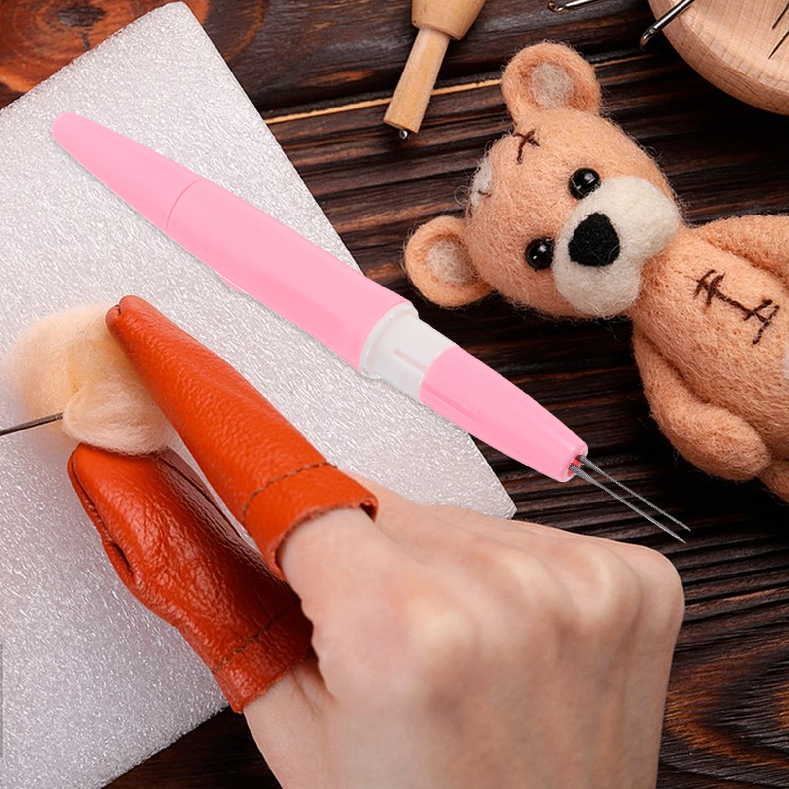 1 مجموعة إبرة التلبيد القلم دائم البلاستيك المعادن مقبض مريح Diy بها بنفسك التطريز أداة تخريم الحرف اليدوية الخياطة التطريز القلم
