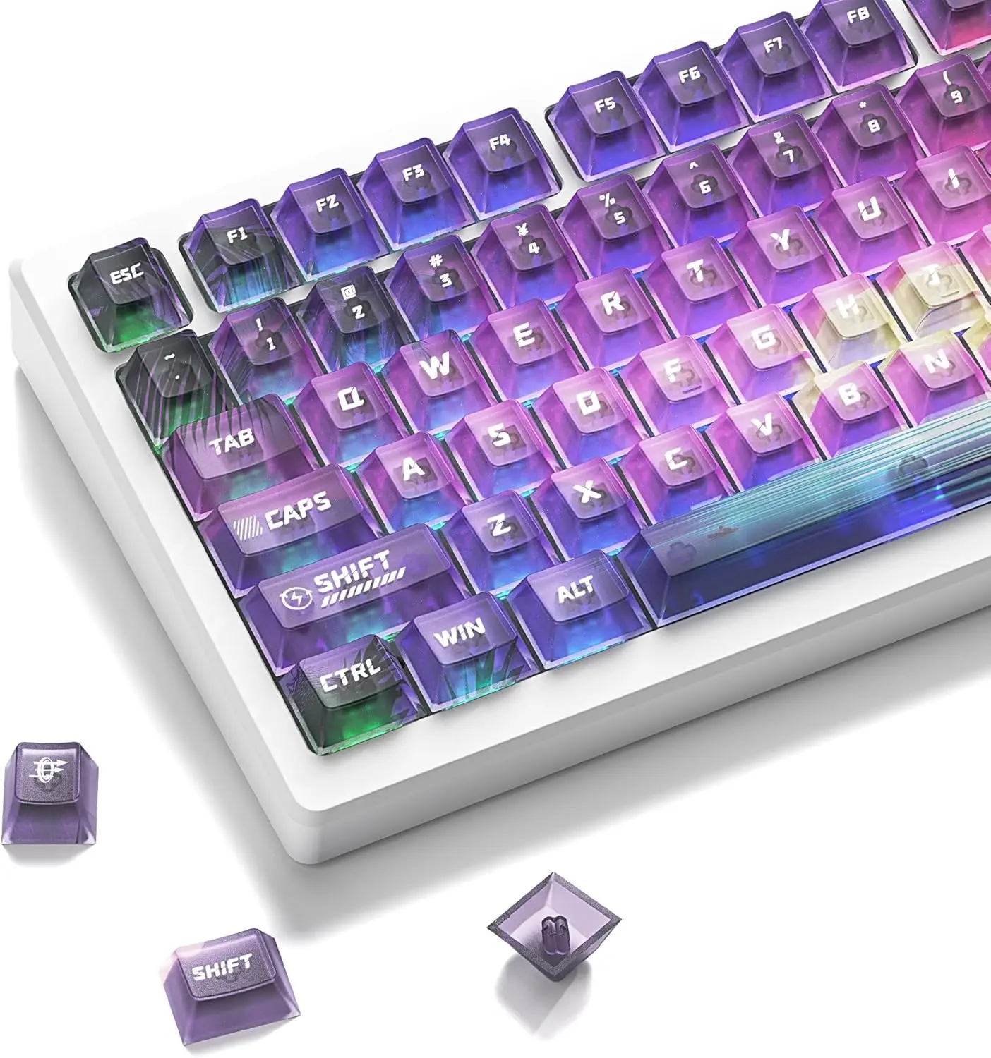 

PC Keycaps - Cherry Profile Shine Through Keycaps Custom Keyboard Key caps 60 65 75 100 Percent 115 Keys Set for Cherry Gateron