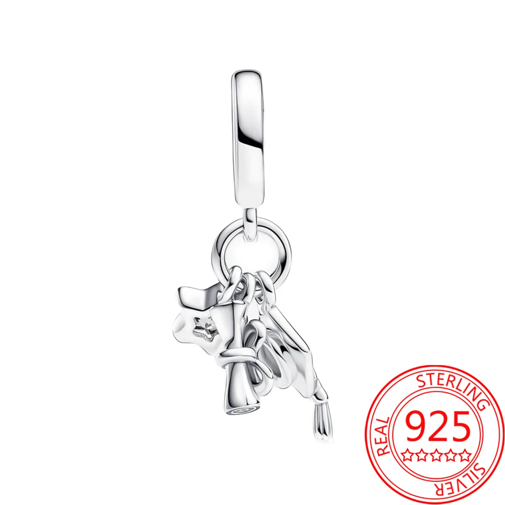 Bracelet à breloques Triple Dangle Fit Pandora pour femme, accessoires de bijoux classiques, argent regardé 925, remise des diplômes, 2024