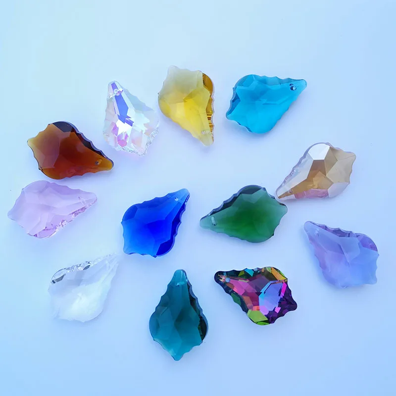 13 colors Crystal Prisms Suncatcher Baroque Maple Leaf Pendant  Chandelier Parts Glass Sun Catcher Home Window Decor Figurine