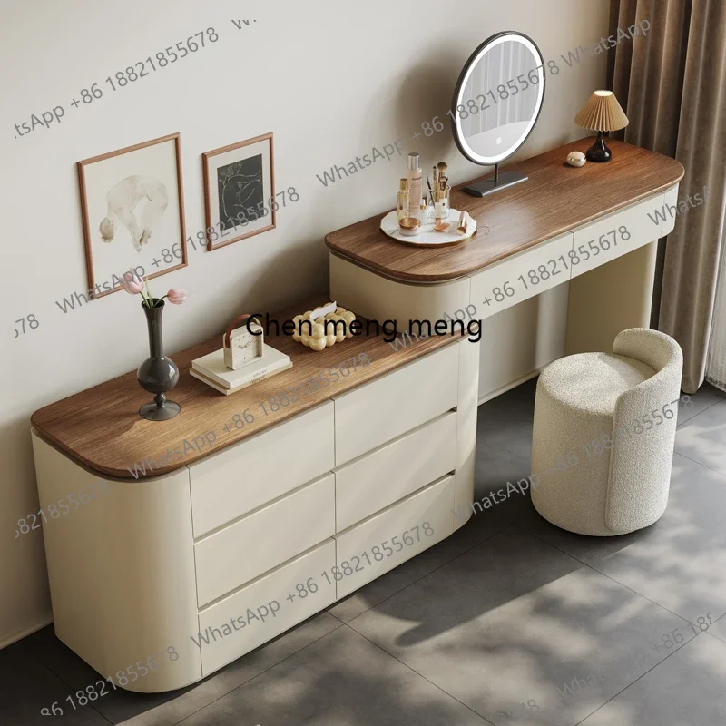 

F5822 Italian Style Dressing Table Design Luxury Glamour Makeup Vanity Table Light Mirror Retractable Penteadeira Bedroom Furni