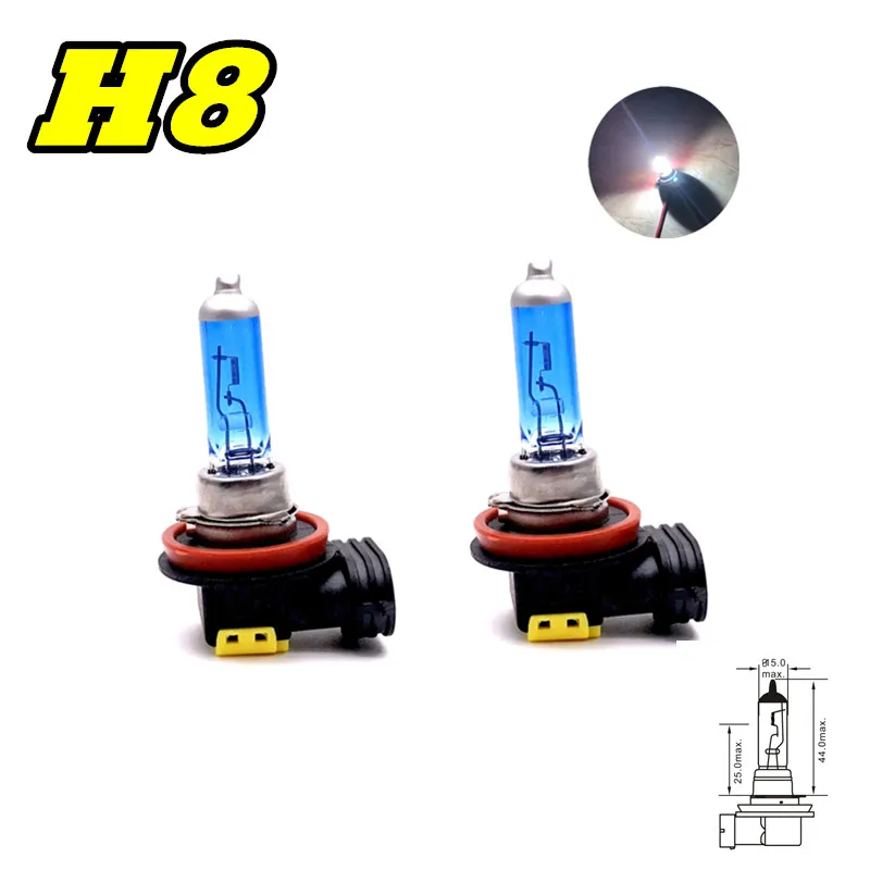 

2 pcs H8 12V35W Super White Fog Lights Quartz Glass Halogen Bulbs High Power PGJ19-1 12V 55W Car Headlight Lamp