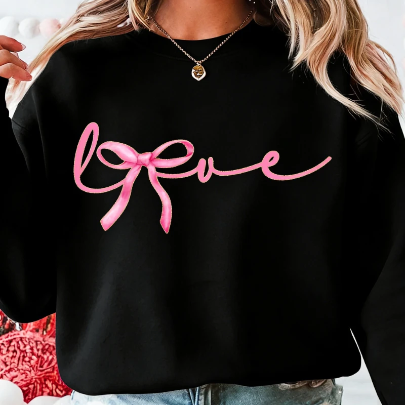 الحب التسامي عيد الحب Coquette القوس يوم تصاميم بسيطة Crewneck الحرارية هوديي الخريف والشتاء طويلة الأكمام البلوز