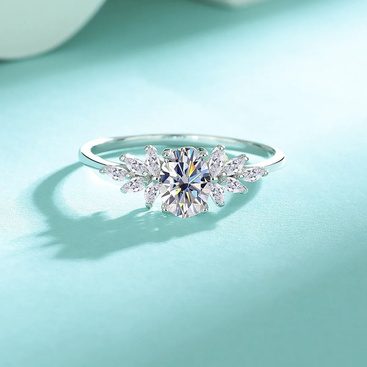 

Платиновое кольцо Pt950 Luxury Trend 5X7 мм с муассанитом и овальным листом для очаровательных женщин, белое золото 18 карат, ювелирные изделия для свадебной вечеринки, подарок