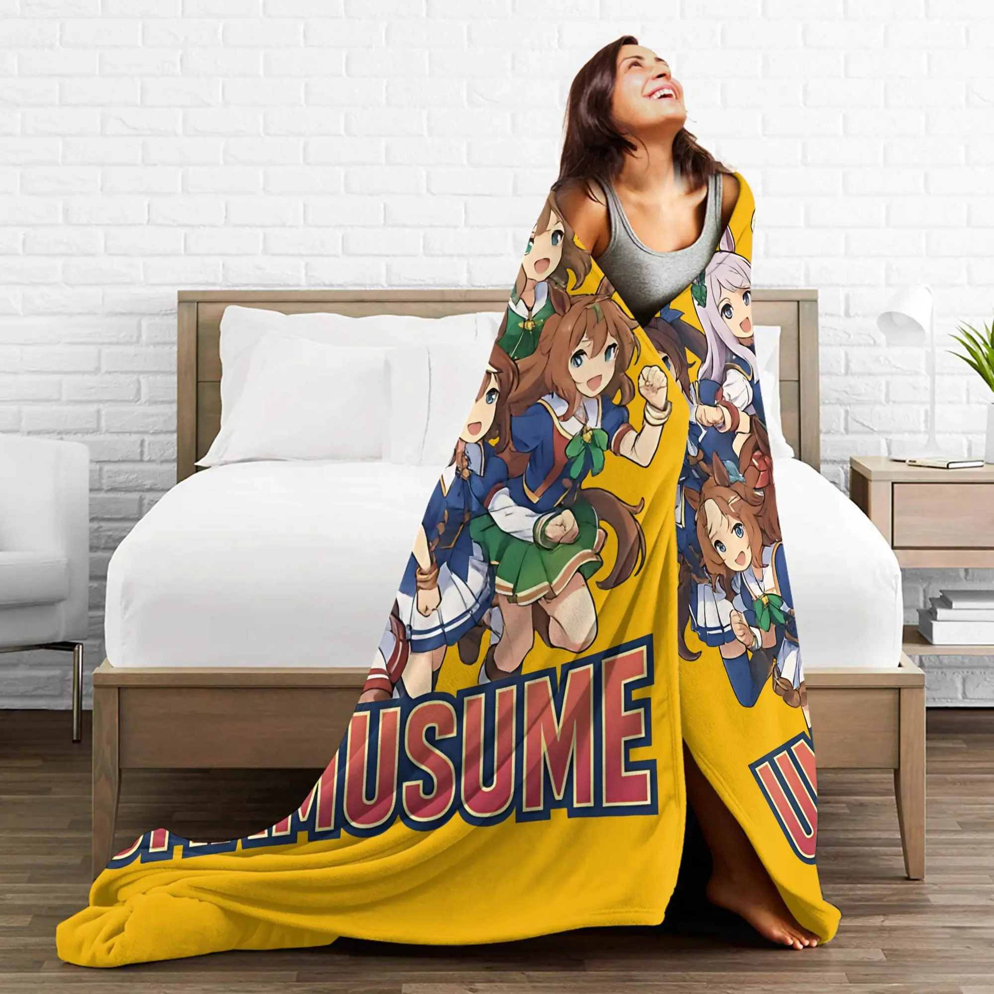 Uma Musume Umamusume  Blankets  Flannel Throw Blanket Bedroom Sofa Personalised Ultra-Soft Warm Bedsprea,