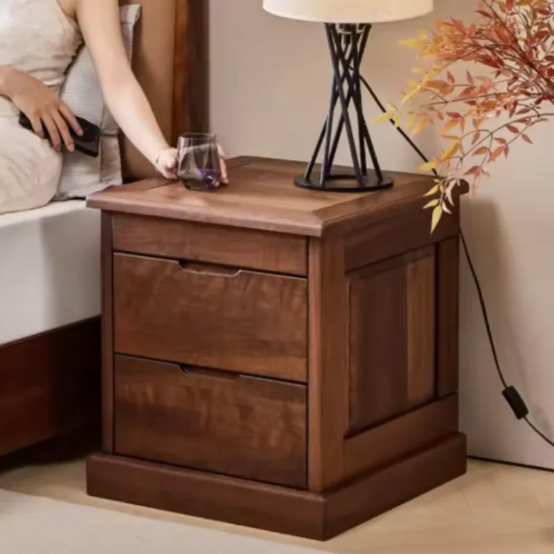 Solid Wood Bedside Table with Dual Hidden Compartments: Large Capacity, Hidden Storage, Eco-Friendly, Moisture-Resistant