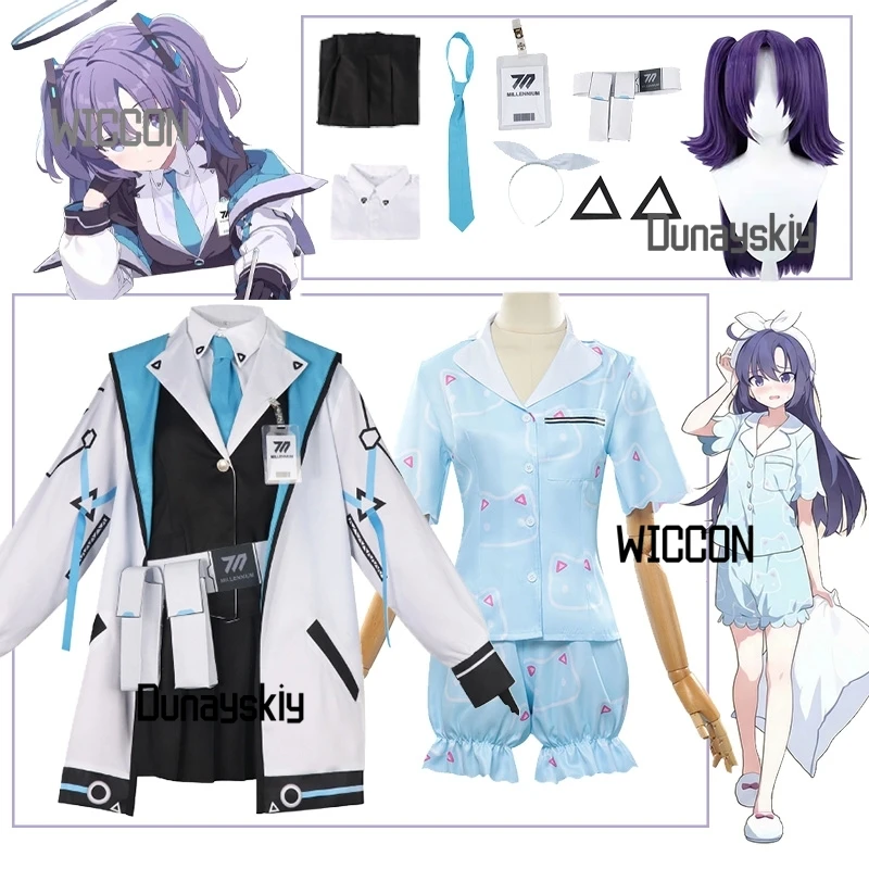 

Костюмы для косплея по игре Blue Archive: Хаясе Юка, парик, пальто, рубашка, юбка, реквизит, униформа, синяя пижама, кавайный наряд для вечеринки и карнавала