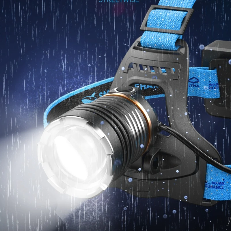 スマイルシャーク-ハイパワー-強力ライト-ヘッドランプ-可変焦点-防水-ヘッドマウント-led-緊急照明懐中電灯