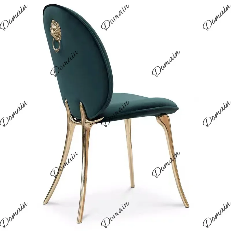 BJ Luxury Dark Green Velvet Dining Chair, Copper Legs, Stainless Steel Frame, Modern Home Kitchen Accent Chair