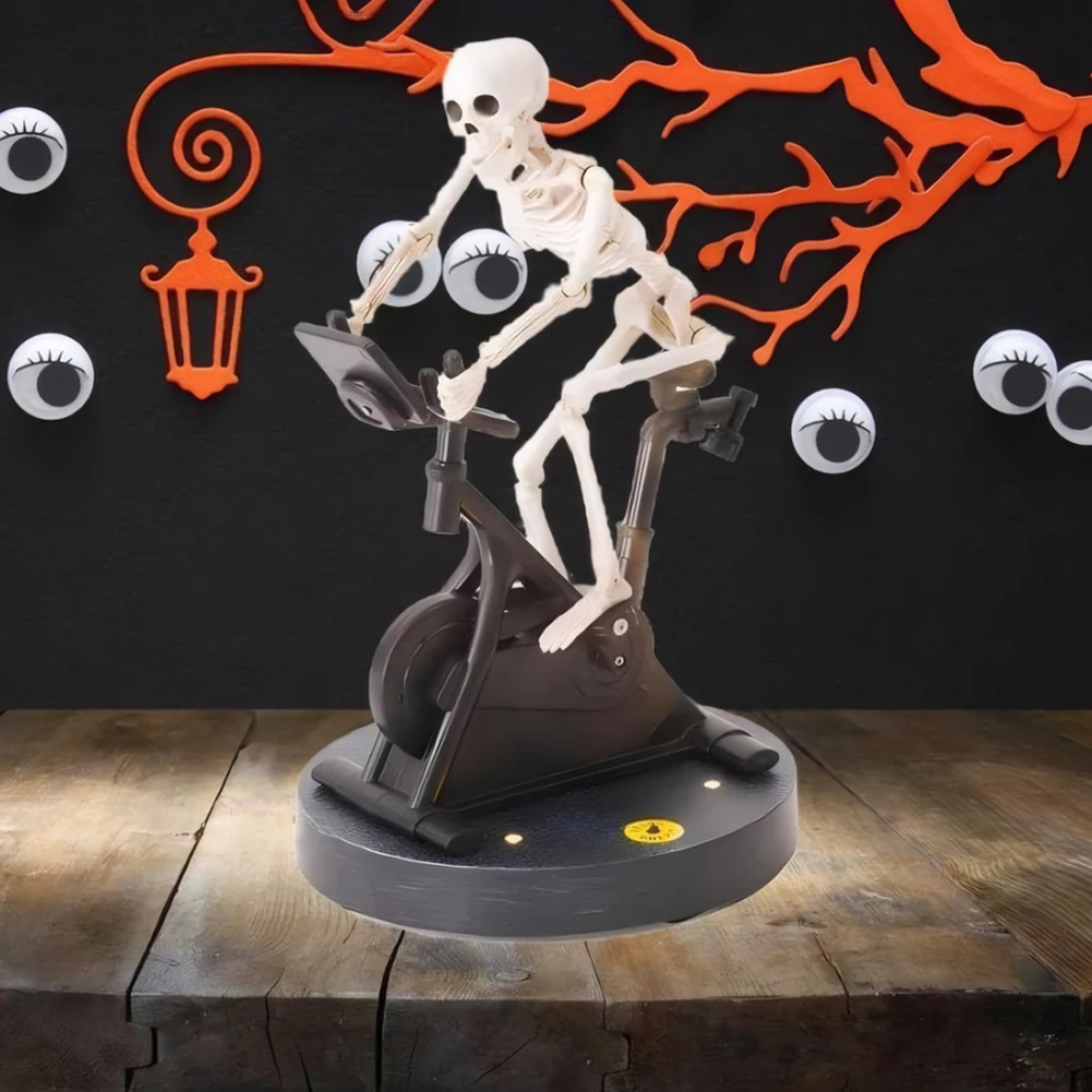 Resin Skeletons Statue Halloween Skeleton Decorations Skeleton Riding An Exercise Bike Home Decor