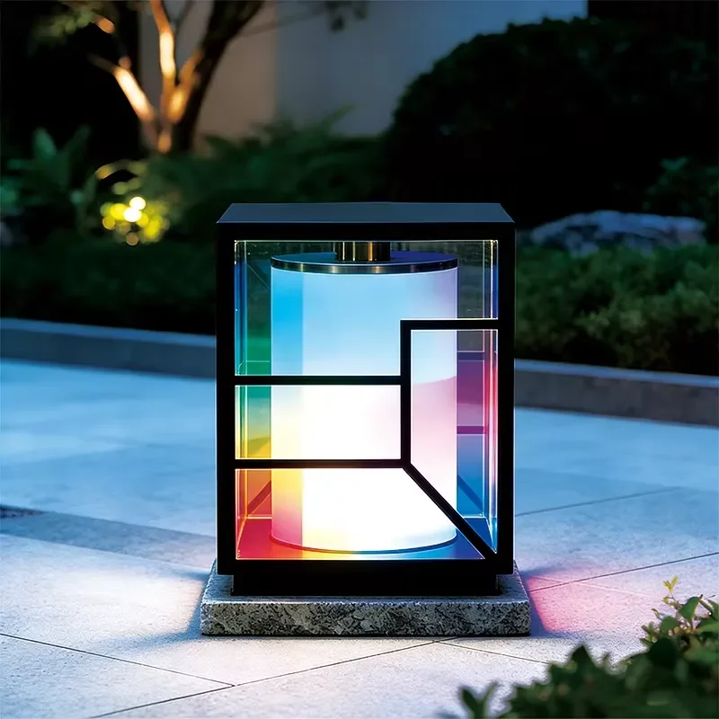 Premium Black Frame Iridescent Glass RGB Ambiance Outdoor Landscape Light- Patio Light Garden Light Lawn Light