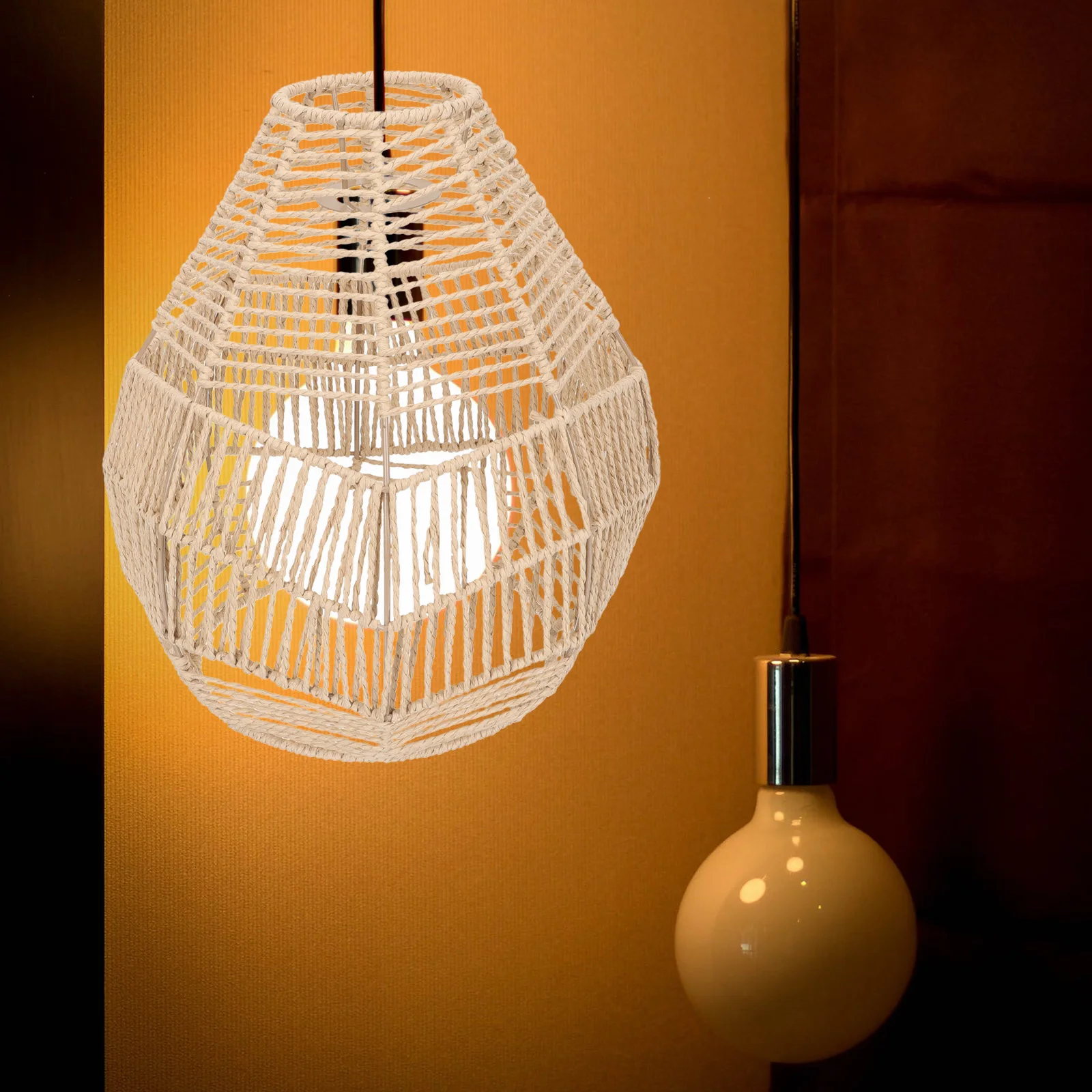 

Weaving Lampshade Bell Cover Light Brown Small Sizes Dust Protection Paper Iron Materials Braided For Ceiling Ch eliers Lighting