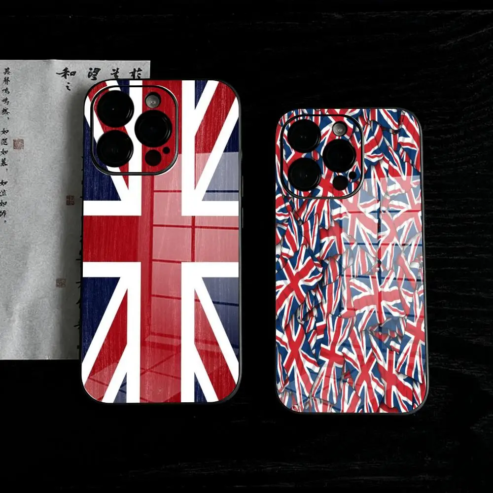 

Phone Case For IPhone 17 air 16 15 14 13 12 11 Pro Max X XR Precision holes in acrylic anti-fall glass PC Cover The British flag