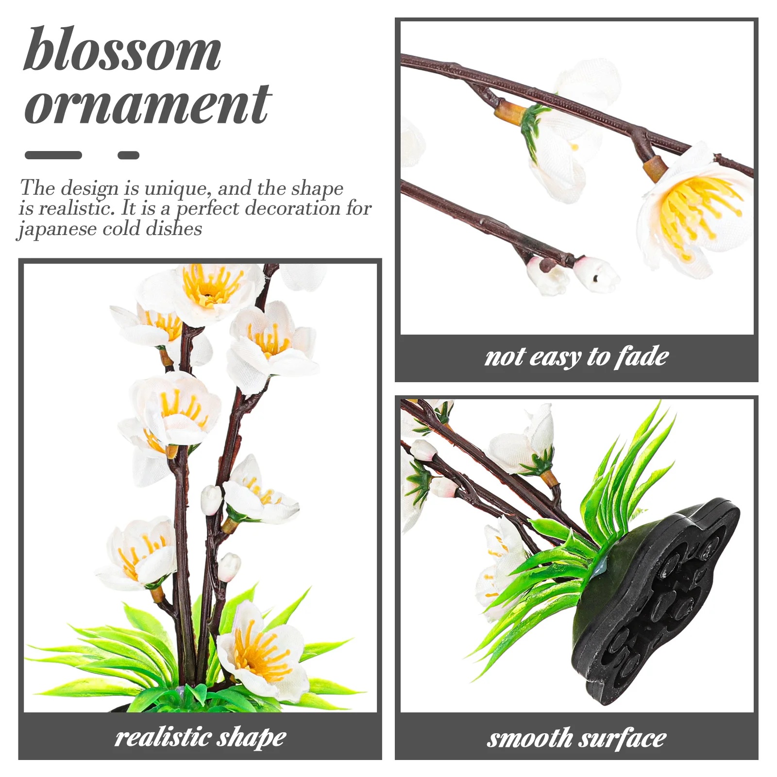 

2Pcs Plum Blossom Sashimi Flower Decoration Realistic Fake Flower Ornament Sushi Plate Decor Rustic Kitchen Food Dish Blossom