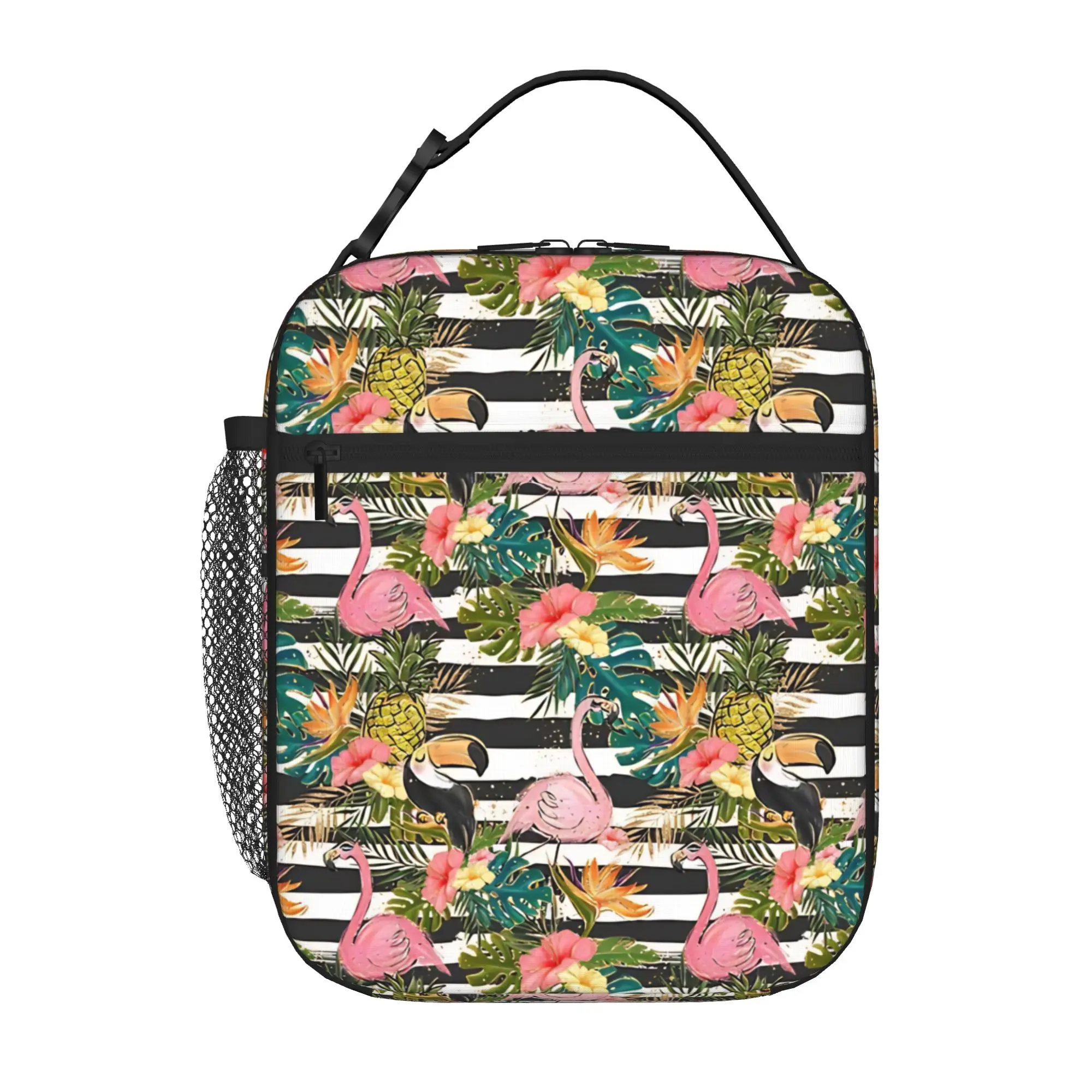 1 Piece For Students Food Container vibrant pink  Portable Pocket Flamingo Zipper Closure Aluminum Foil Food Pouch For Travel