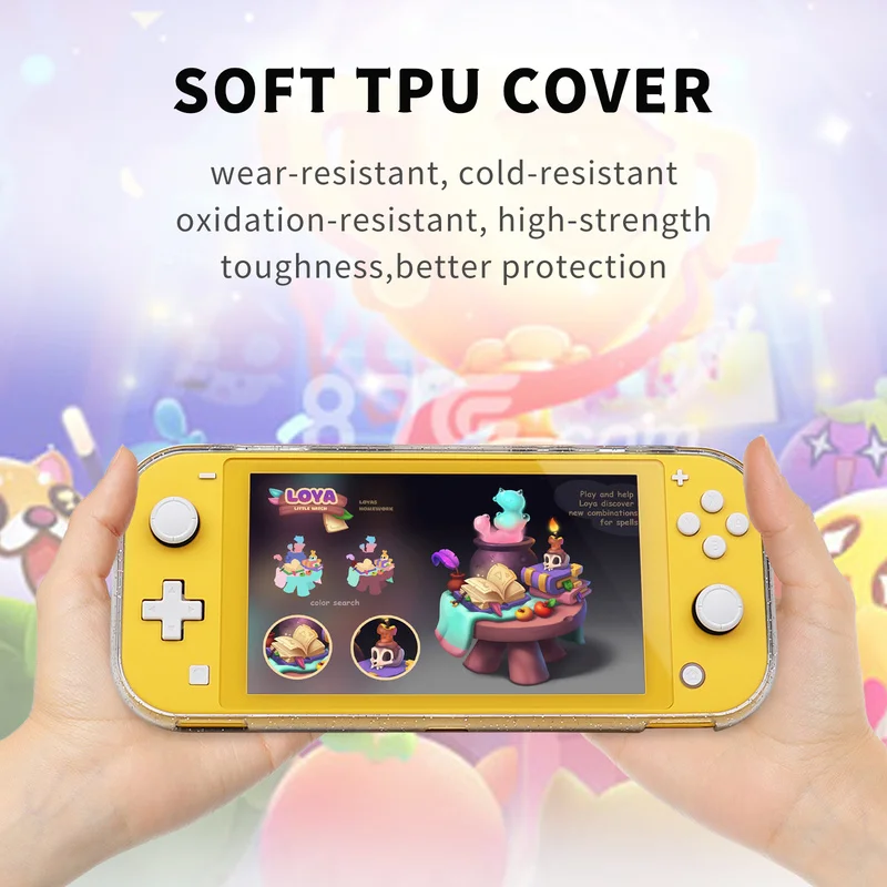 Soft TPU Crystal Glitter Case for Switch Lite Video Game Console Transparent Protective Case Cover for Switch Lite Shell Skin