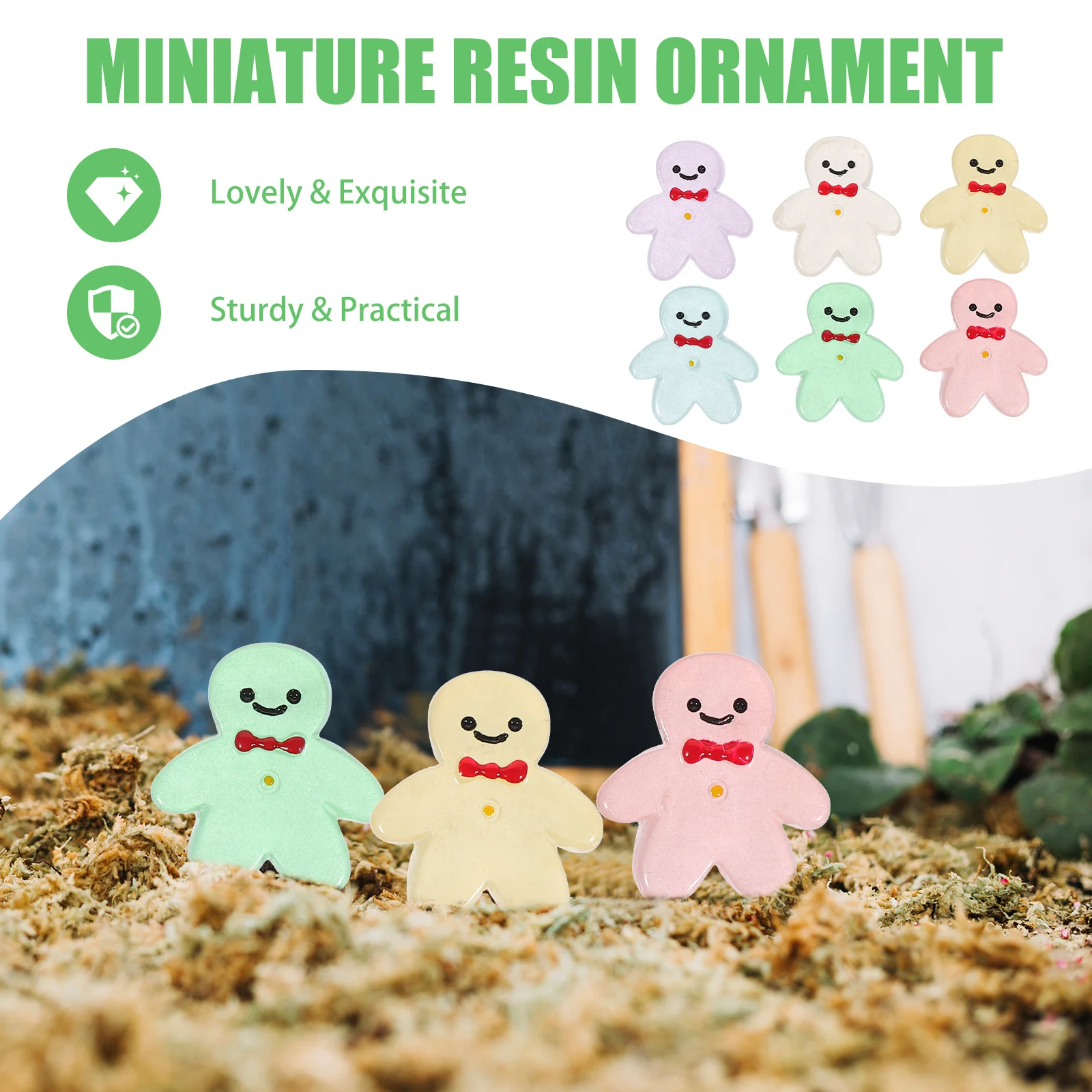 30pcs Mini Gingerbread Man Figurines Resin Bonsai Decor Fairy Garden Landscape Micro Scene Ornament For Diy Aquarium Desk