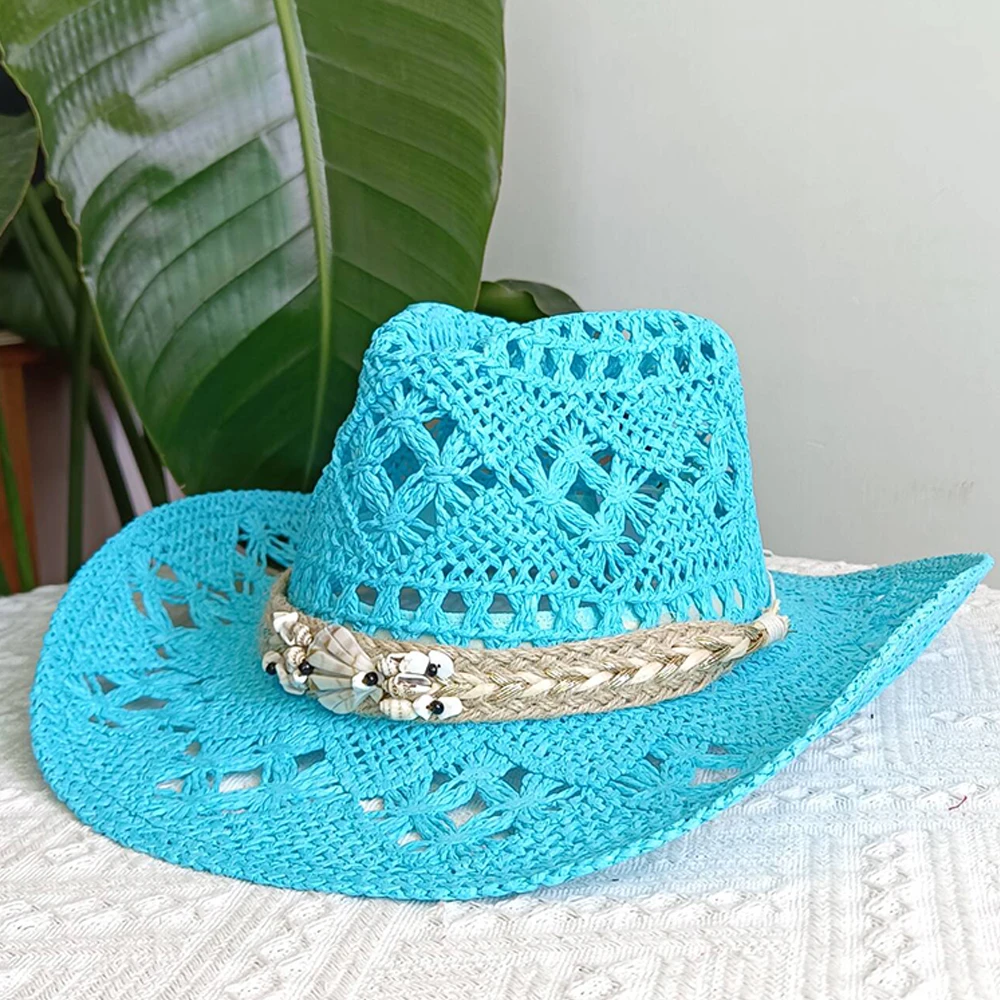 

Women's straw cowboy hat beach umbrella jazz hat with baker accessories fashion summer