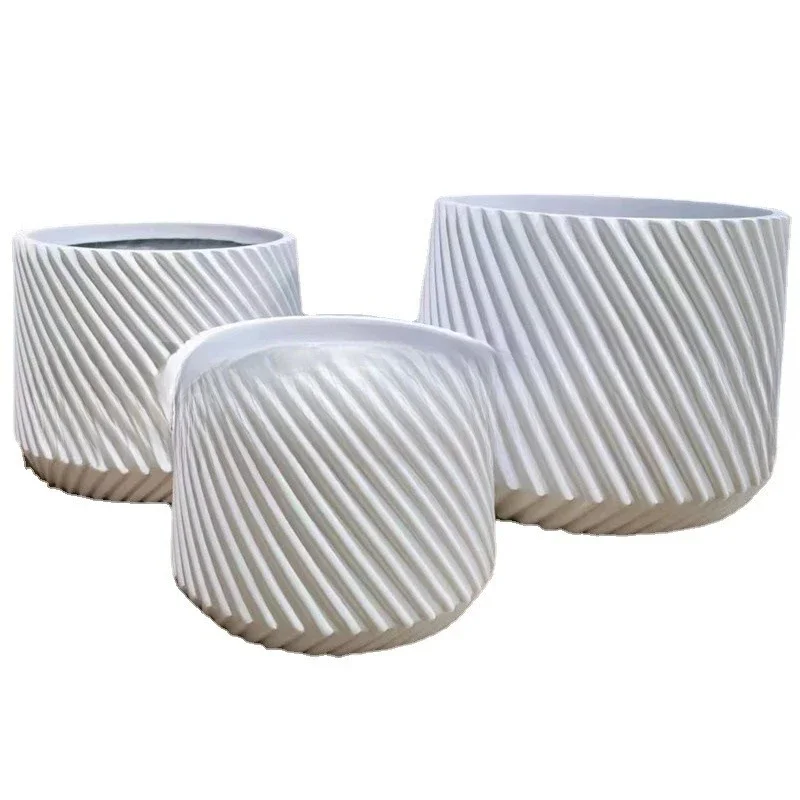 

Round, fiberglass, flower ware, Nordic, outdoor, floor, planting, large flower pot.