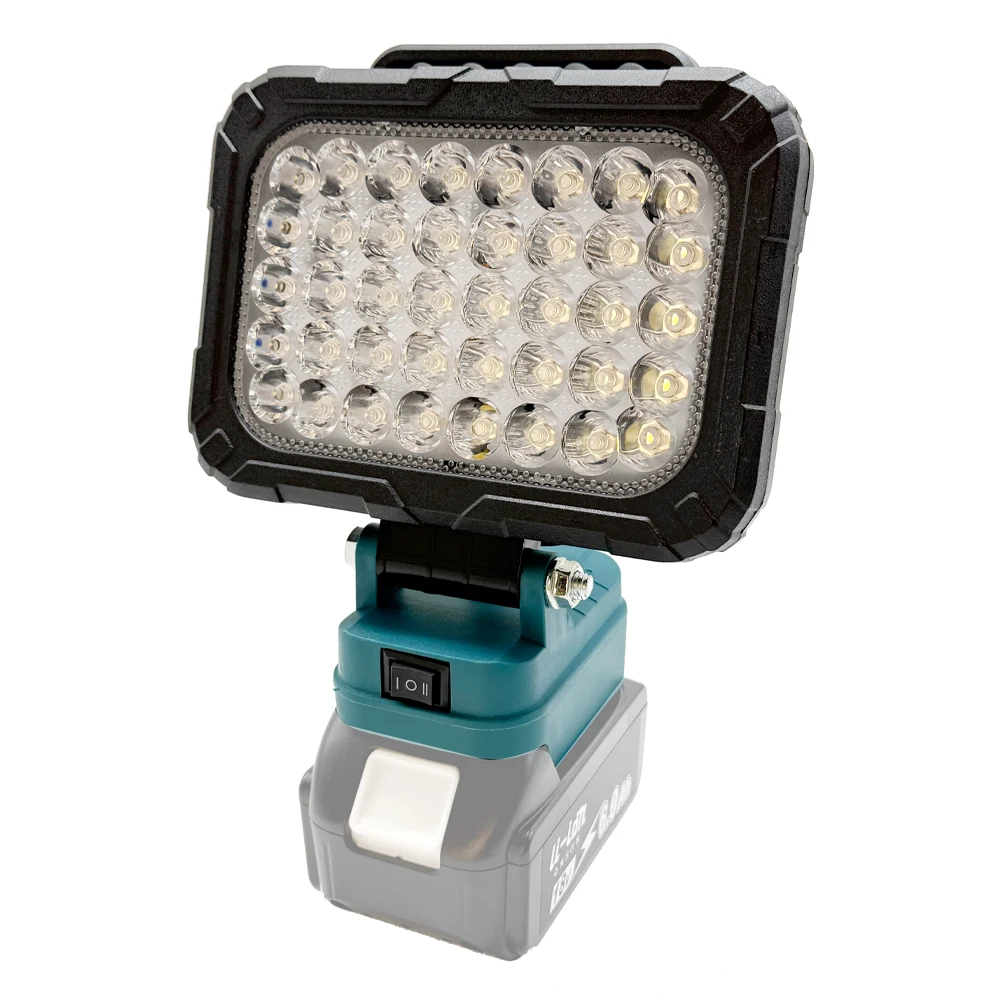 LED-Arbeitsleuchte, Scheinwerfer mit 2 USB-Ladeanschlüssen für Makita 18 V Li-Ionen-Akku, elektrische Taschenlampe für Camping im Freien – Detail 9