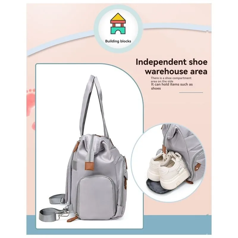 

TEXU Nylon Diaper Bag Large Capacity-Portable Shoulder Bag With Changing Pad-Multi-Purpose Tote For Moms