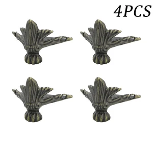 4 pcs of old bronze jewelry box wooden box decorative cabinet leg leg protective metal crafts accessories tool 8 Main Sales Feet for Retro Furniture - №1