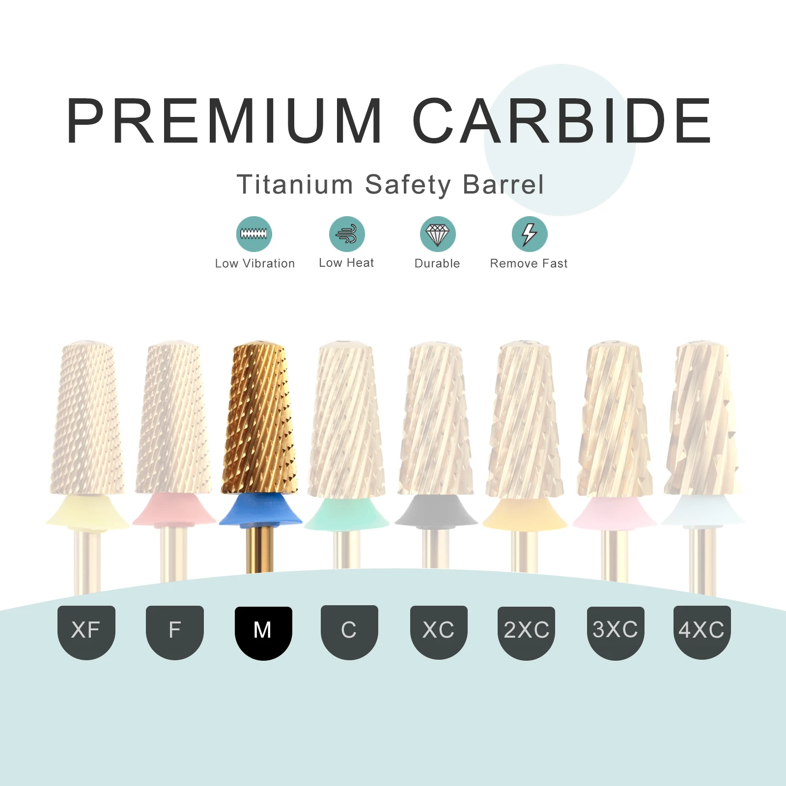 Hytoos-チタンネイルドリルビット、チタン、安全ポスト、3/32超硬、滑らかなトップ、マニキュアビット、削除ジェル、マニキュアドリルアクセサリー