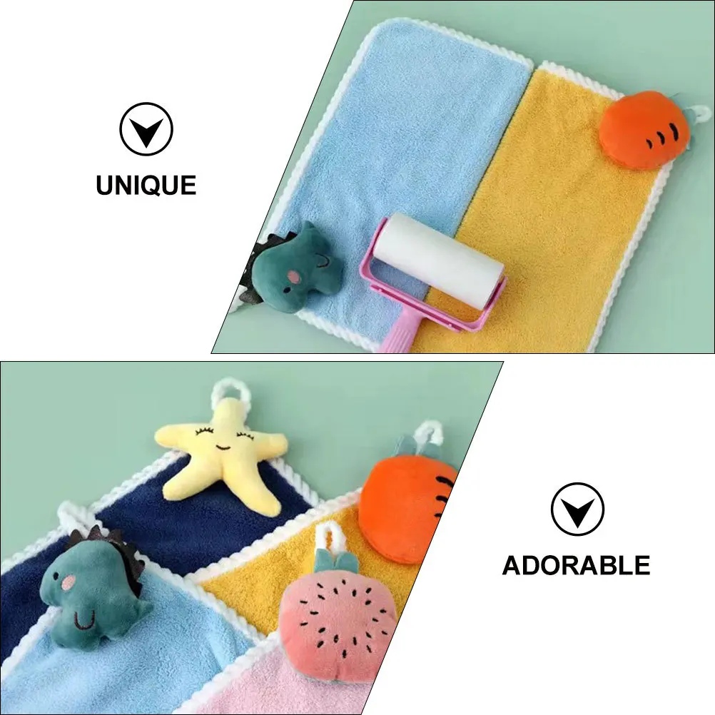 

4Pcs Coral Fleece Hand Towels Hanging Quick Dry Absorbent Cleaning Cloth Cartoon Designed Household Kitchen Hand Towels