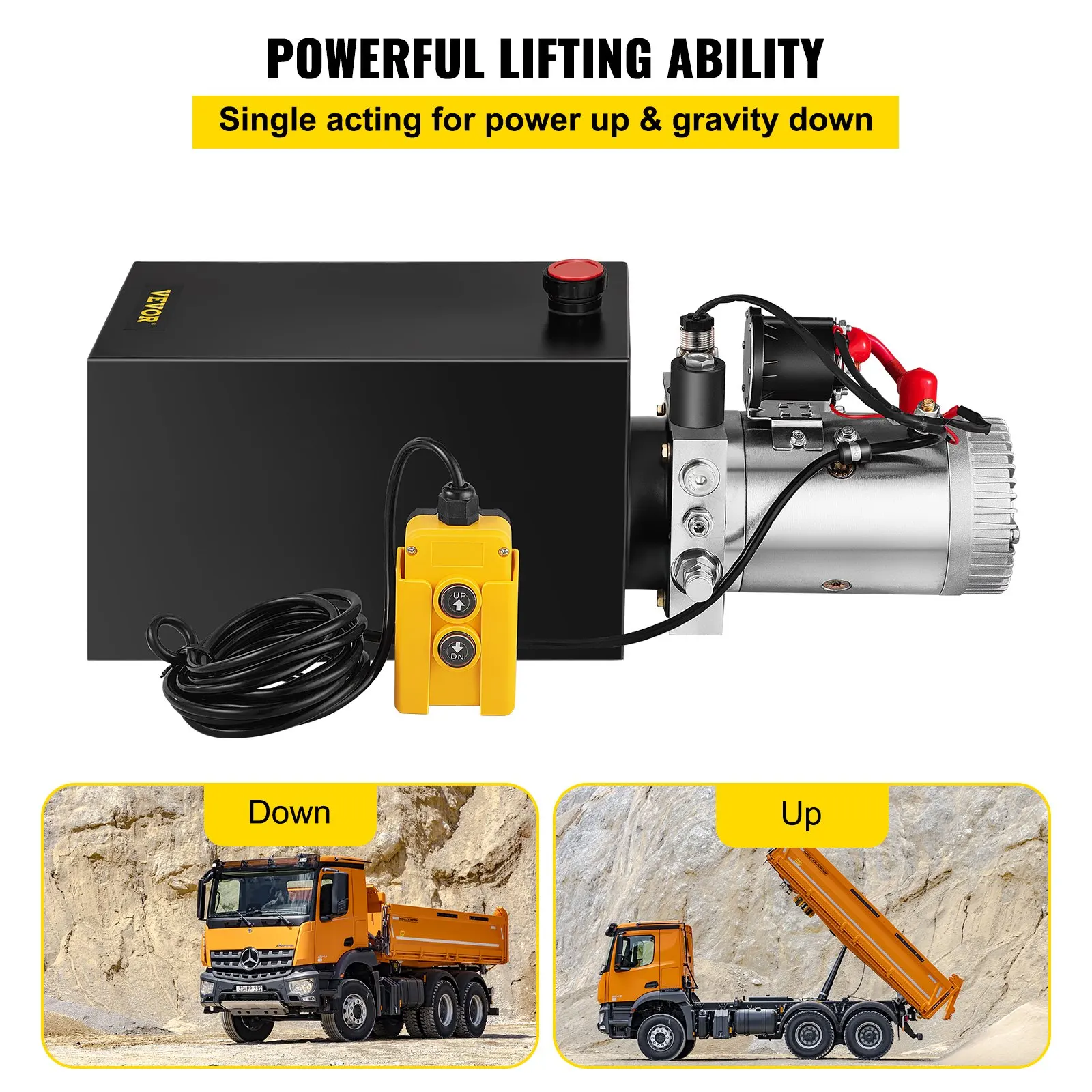 Hydraulic Pump Double Acting Hydraulic Power Unit 12V DC Dump Trailer Pump 3200PSI Hydraulic Power Unit for Dump Trailer 3KW