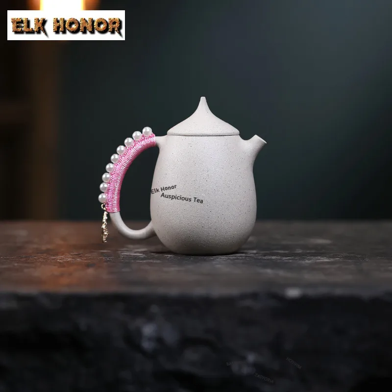 150ml Yixing Purple Clay Teapots Handmade Dragon Egg Pot Raw Ore White Jade Sectioned Mud Tea Infuser Kettle Chinese Tea Set