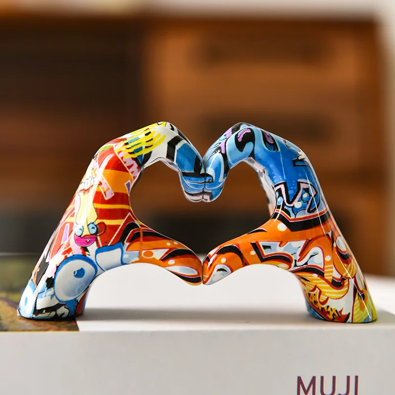 Heart Gesture Ornament, 4.3in Nordic Style Modern Minimalist Decor, Living Room Study Desk Decoration, Mother's Day Gift