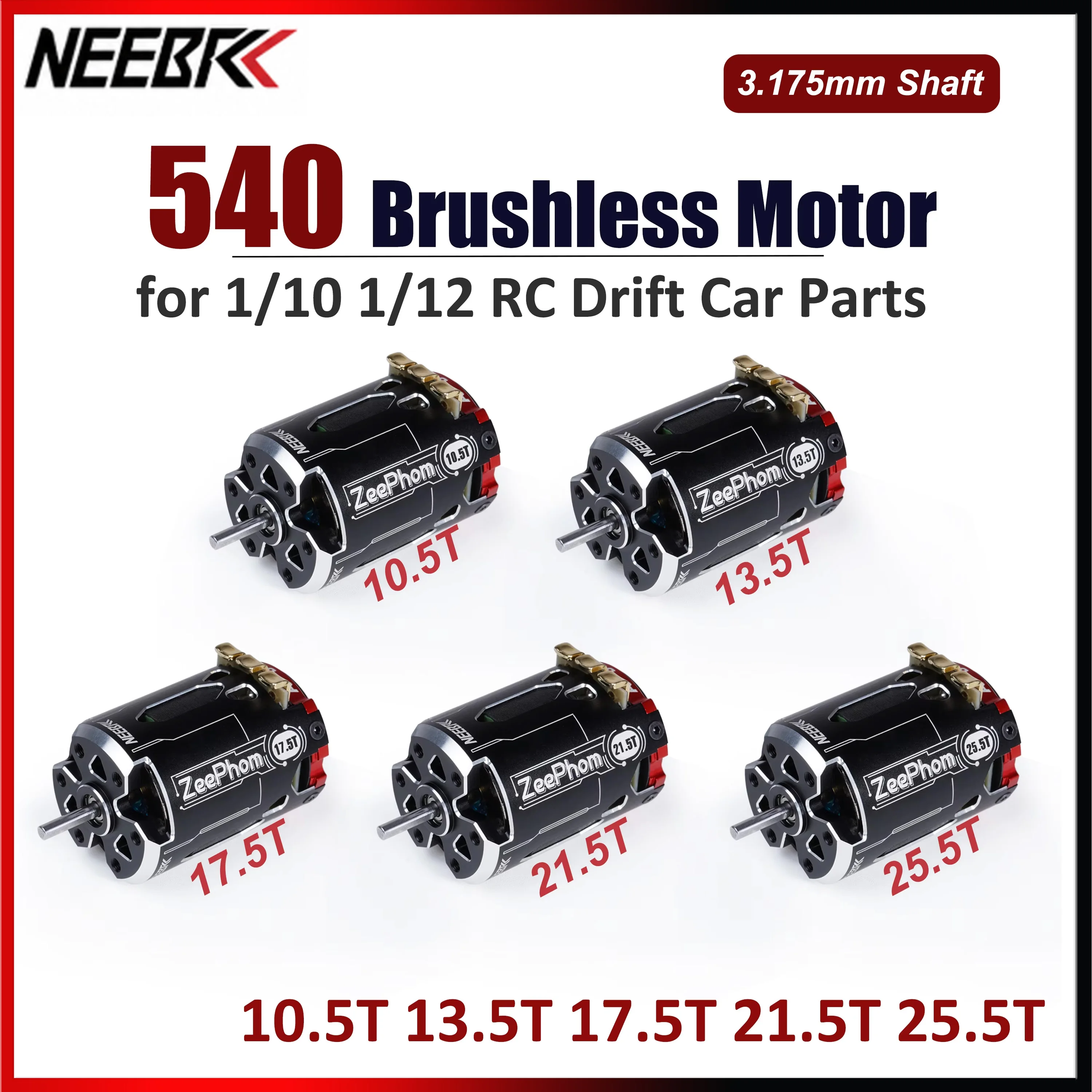NEEBRC SPEC 540 Sensored Brushless Motor 10.5T 13.5T 17.5T 21.5T 25.5T High-precision for 1/10 RC Drift Racing Car Competition