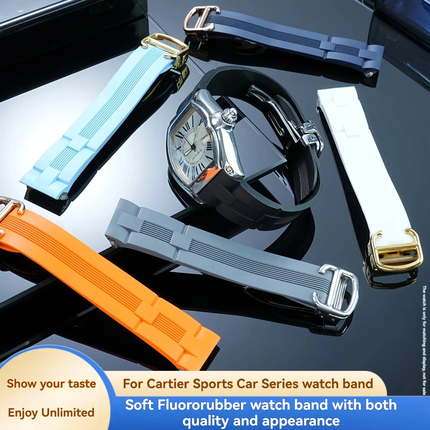 

19mm Quick Change Rubber Strap for Cartier Roadster Watch W6206017 W6206018 | Waterproof Durable Fluoroelastomer Band