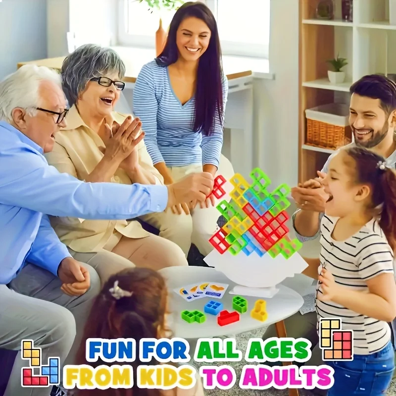 バランスチャレンジスタッキングブロックカラフルなタワービルディングゲーム家族パーティー旅行おもちゃ集まり子供大人競争