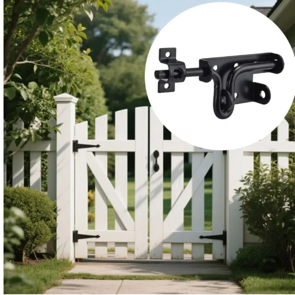 Schwarzes Riegeltürriegelschloss aus Kohlenstoffstahl, solide Schiebeschrauben, Torschloss, Vinyltore, einfaches Riegelstift, Schieberriegelschloss