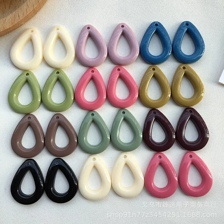 5pcs Japanese series solid color water drop shape hollow ring hollow frame resin accessories diy handmade earrings