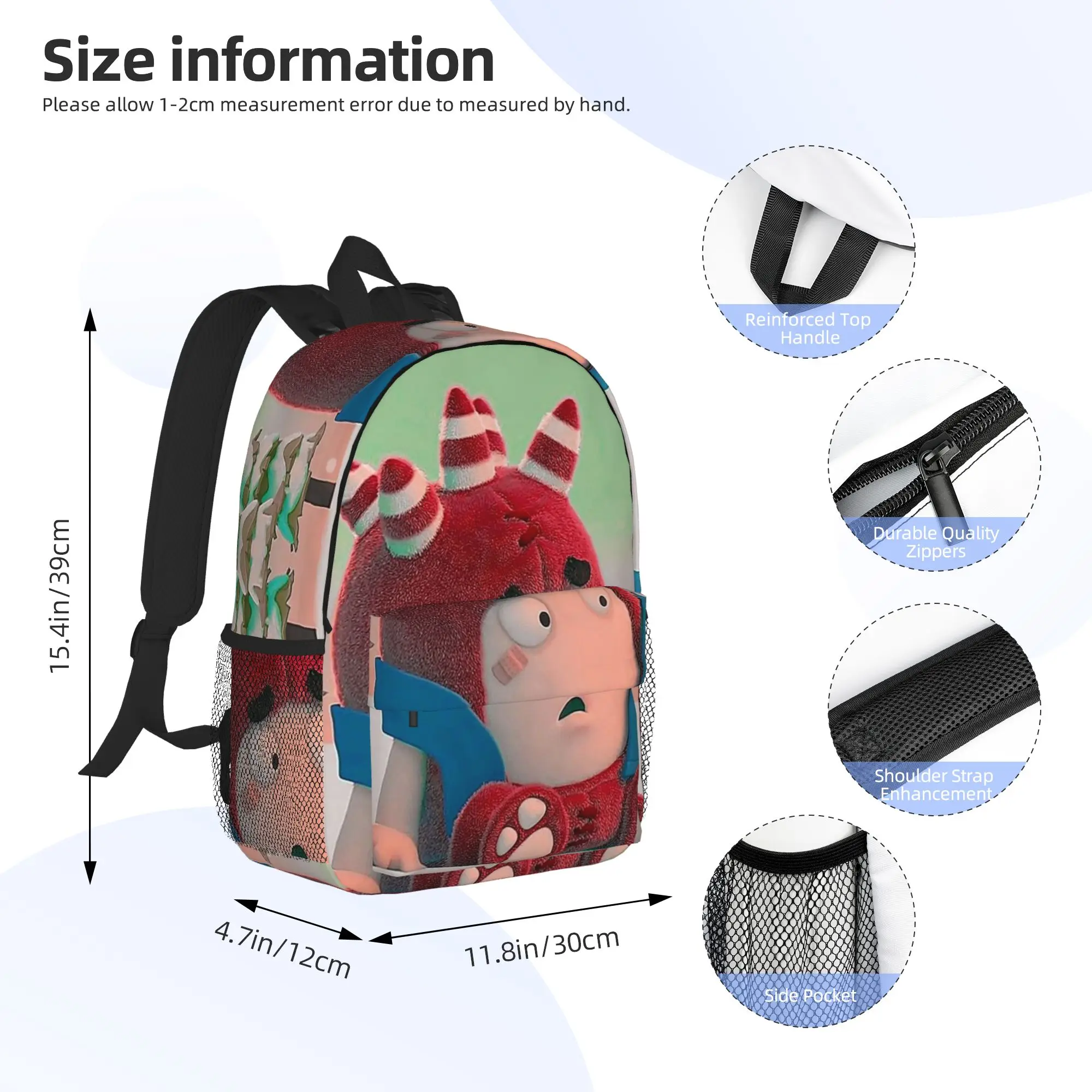 Cartoon Oddbods Cute Backpack Hot Sale Daypack Large Capacity Boys Girls BookBag Shoulder Bags for Men Women School Bag