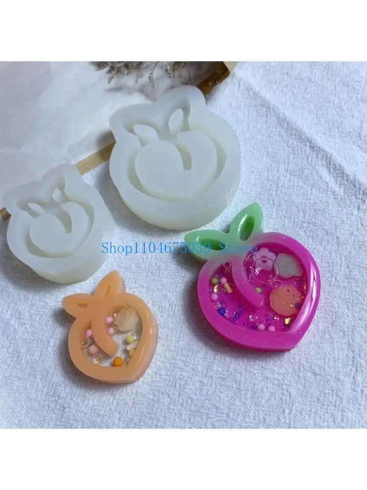 

5asd Peach Silicone Mold Resin Shaker Molds Silicone Mold Epoxy Hollow Molds for Pendant Jewelry Making
