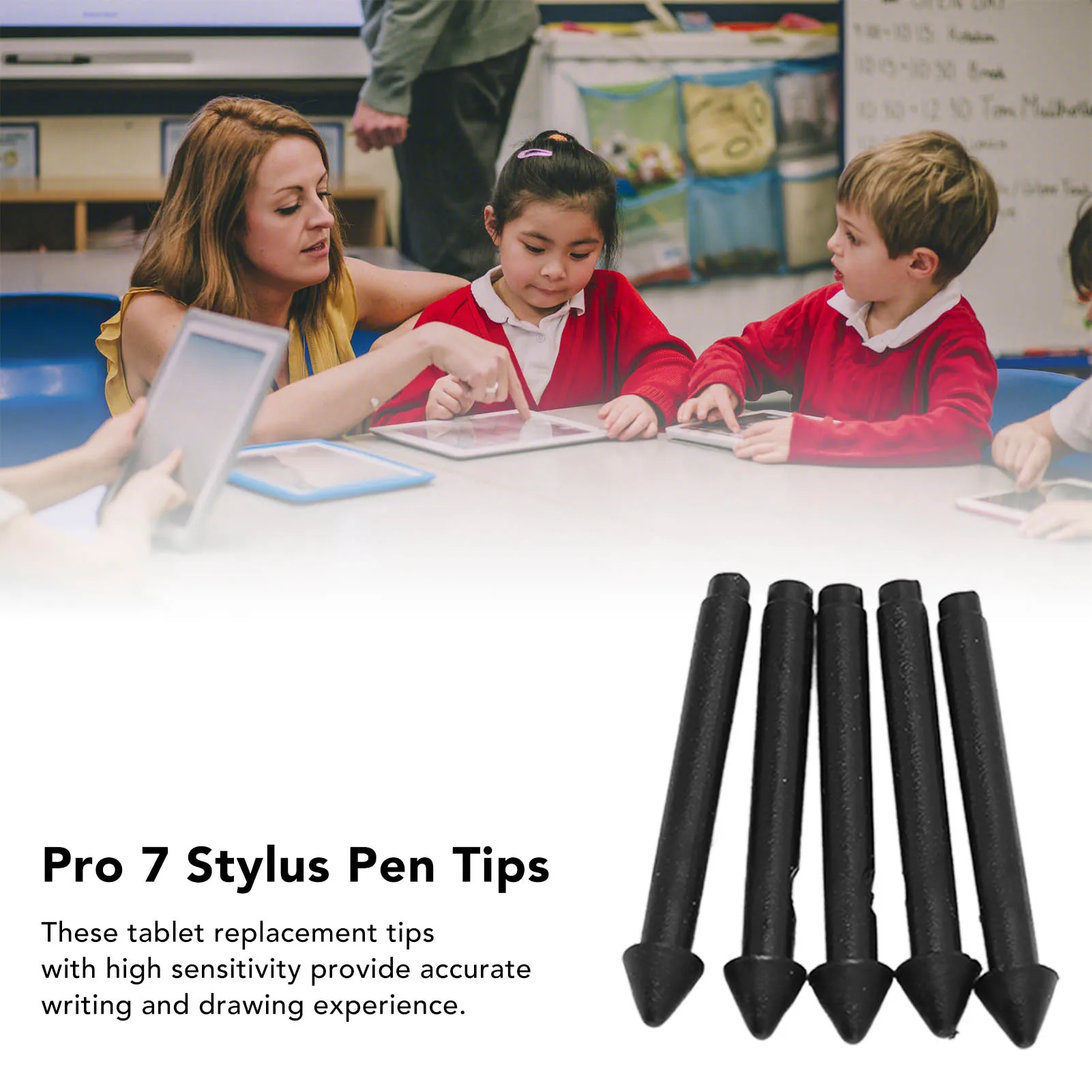 5Pcs Pro Tablet Stylus Pen Tips Black 2H Sensitive Accurate Fine Glossy Tip Tablet Replacement Tips for Pro 7 6 5 4 Book