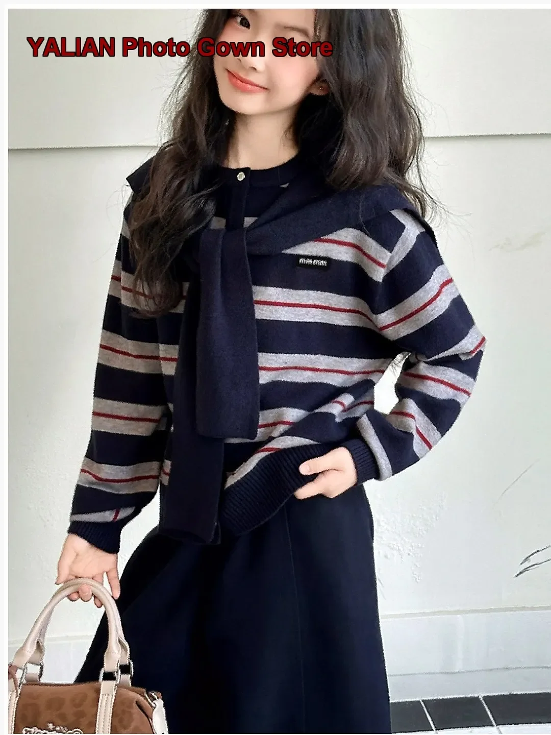 Girls Cardigan Kids Spring Autumn Striped Knit Cardigan Chic for Older Kids