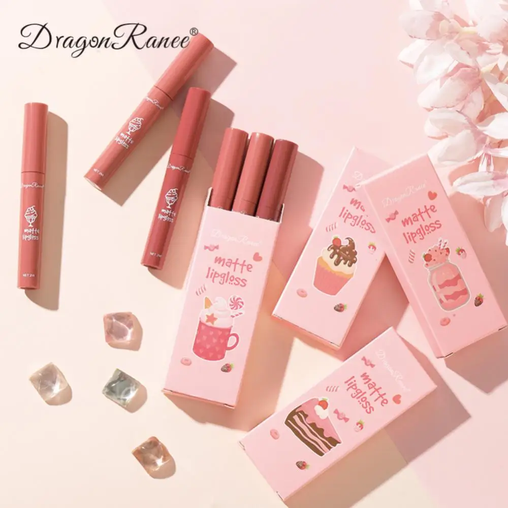 Lip Tint Non-stick Cup Set Velvet Matte Lipstick Cosmetics Ice Cream Lip Gloss Moisturizing Lip Glaze Lips Makeup Waterproof