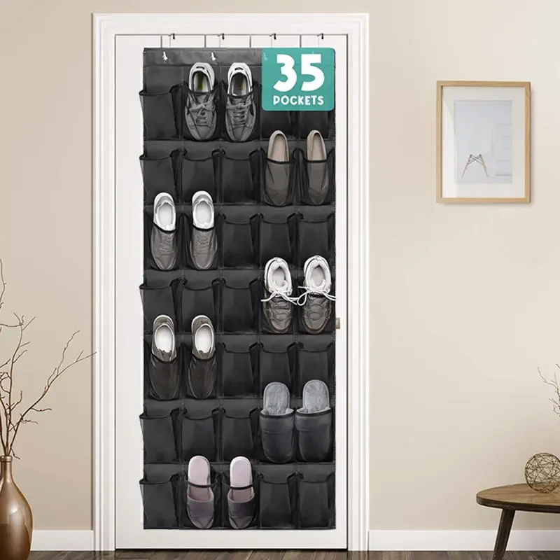 Hanging shoes rack 35 Pockets Over the Door Shoe Organizer Large Mesh Pockets With 4 Hooks Transparent Fabric home Storage Bag