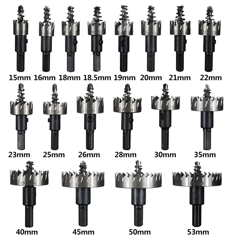 CMCP Hole Saw Drill 7/12/13PCS 15-53mm HSS Hole Cutter for Drilling Stainless Steel Iron Metal Drilling Tools Core Drill Bit