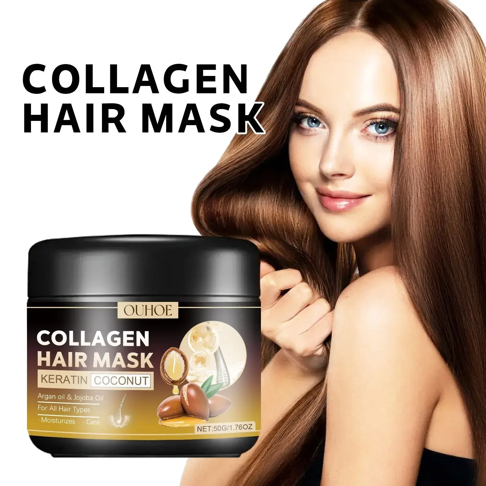 50G Ouhoe Collagen Protein Hair Mask for Deep Moisturizing and Repairing Hair Mask for Dry & Damaged Hair Keratin Reduce Dryness