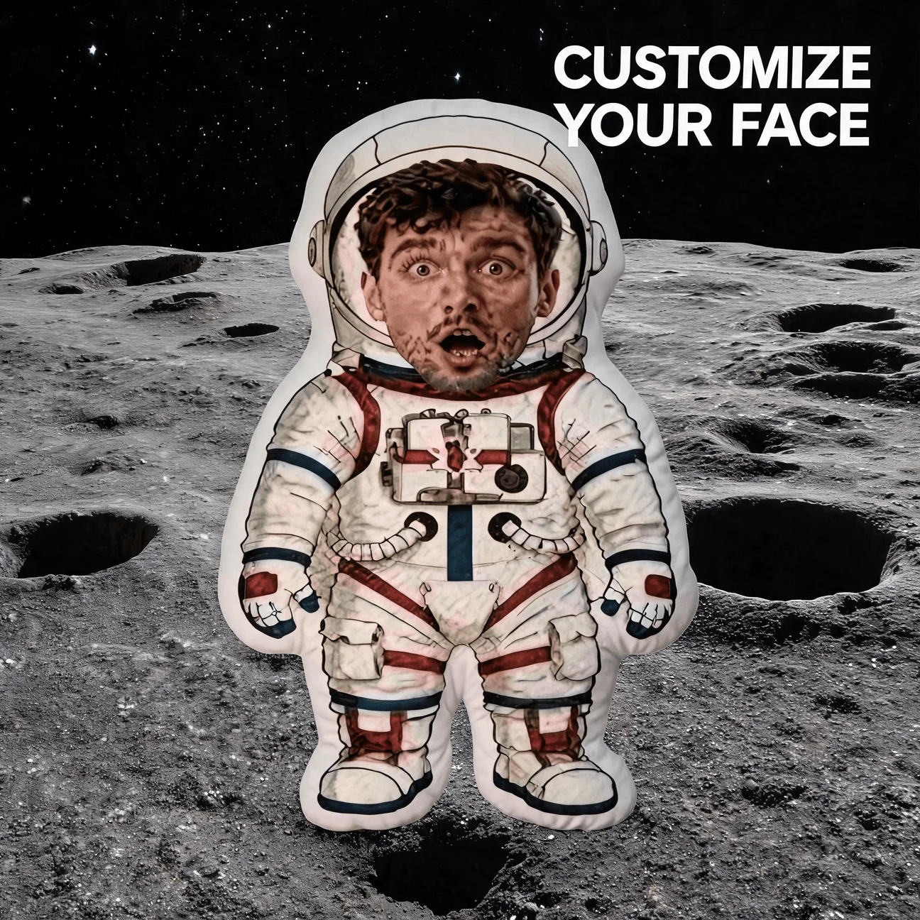 Custom Face Astronaut Shaped Pillow, Personalized Photo Funny Expression Decorative Cushion, 70CM Home Decor Accent for Sofa & B