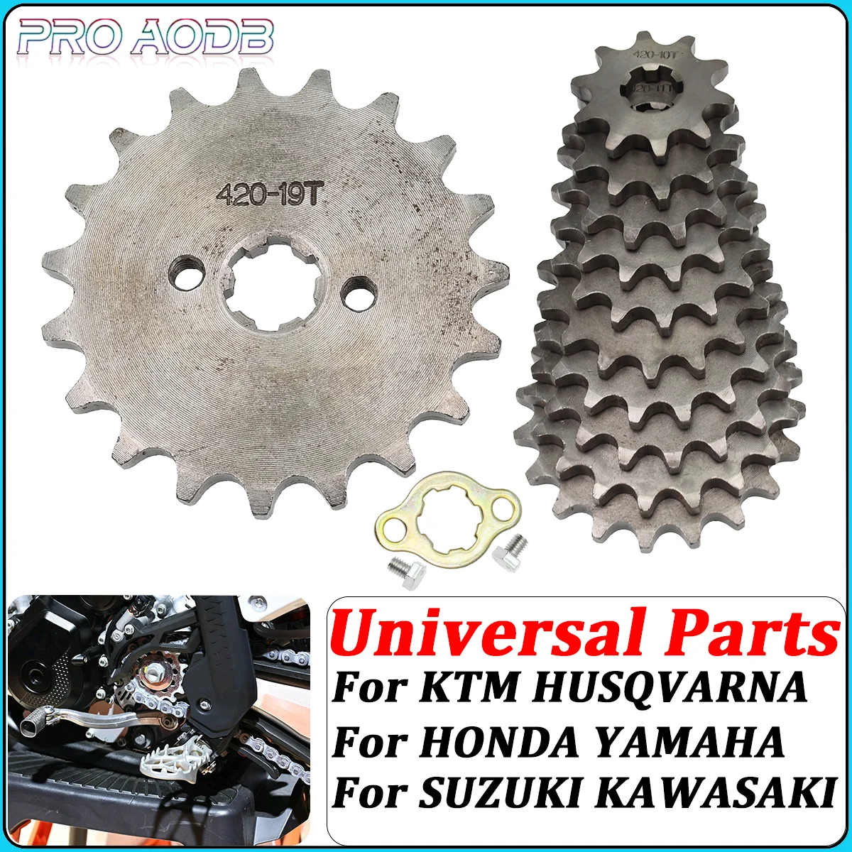 

Front Engine 420# 10T 11T 12T 13T 14T 15T 16T 17T 18T 19T Teeth 17mm 20mm Chain Sprocket With Retainer Plate Locker