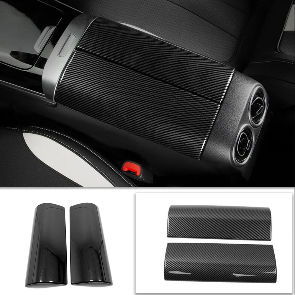 

For Mercedes Benz C Class W206 C200 C300 2022 ABS carbon Car Armrest Storage box Protect Stickers Panel Cover trim Accessories